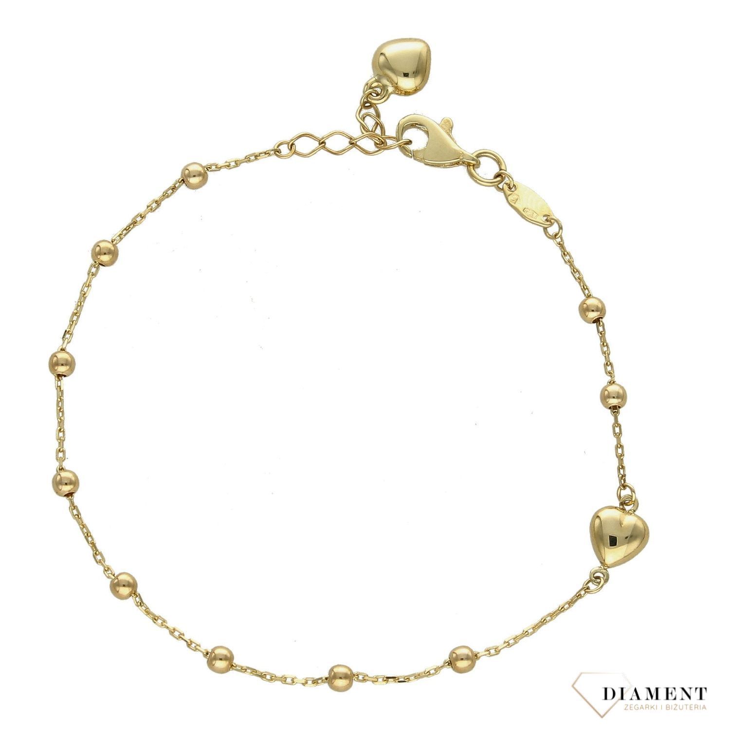 Złota bransoletka celebrytka 333 'kuleczki z serduszkiem'  (1).jpg